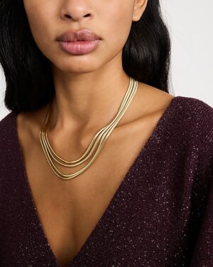 Triple-Strand Textured Gold Necklace