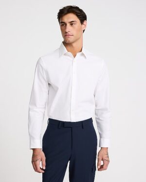 Slim Solid Cotton Stretch 1MX Dress Shirt