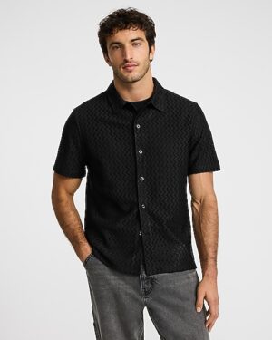 Textured Zig Zag Short Sleeve Shirt