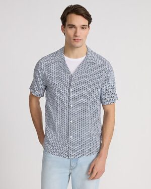 Square Geo Rayon Short Sleeve Shirt