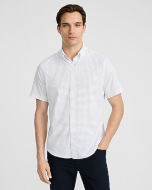 Grid Dot Wrinkle-Resistant Everyday Performance Short Sleeve Shirt