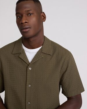 Textured Circle Cotton Short Sleeve Shirt