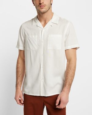 Solid Rayon Short Sleeve Shirt