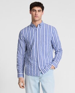 Textured Striped Cotton Soft Wash Shirt