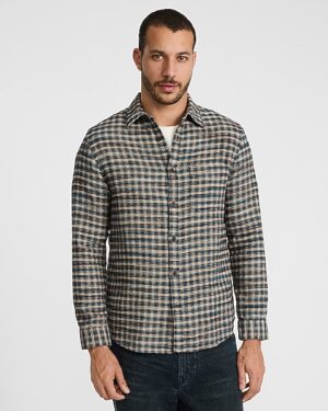 Grid Plaid Cotton Patch Pocket Flannel Shirt