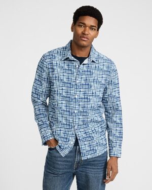 Textured Plaid Long Sleeve Shirt