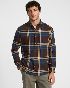 Plaid Patch Pocket Stretch Flannel Shirt