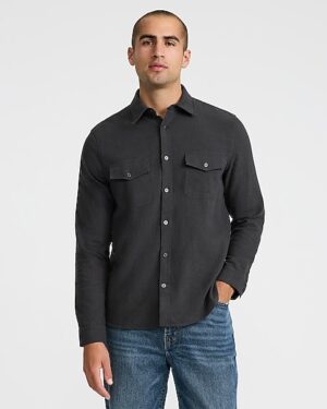 Double Pocket Cotton Stretch Flannel Shirt