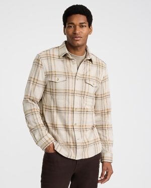 Plaid Double Button Pocket Sweater Flannel Shirt
