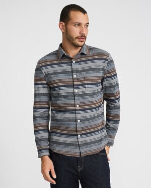 Striped Patch Pocket Flannel Shirt