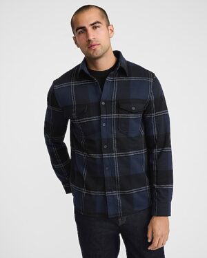 Plaid Double Button Pocket Sweater Flannel Shirt