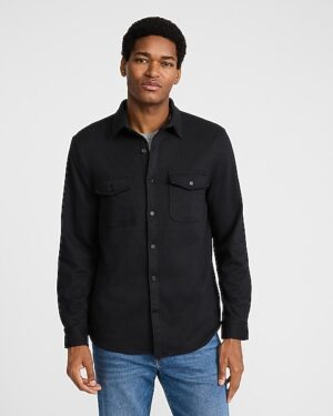 Double Button Pocket Sweater Flannel Shirt