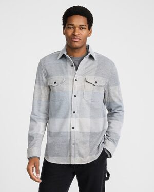 Plaid Double Button Pocket Sweater Flannel Shirt