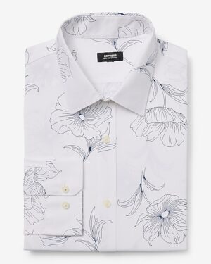 Slim Floral Outline Wrinkle-Resistant Everyday Performance Dress Shirt