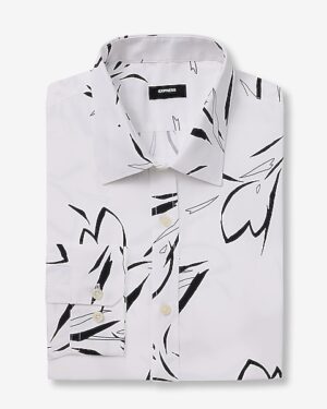 Slim Abstract Floral Wrinkle-Resistant Everyday Performance Dress Shirt