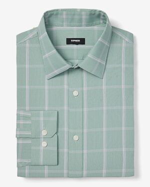 Slim Striped Plaid Wrinkle-Resistant Everyday Performance Dress Shirt