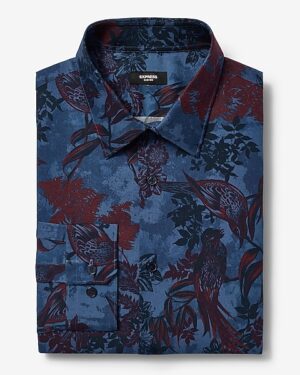 Slim Bird Print Cotton Stretch 1MX Dress Shirt