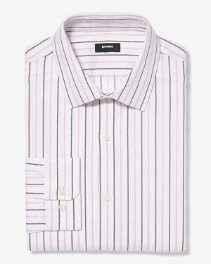 Slim Textured Striped Cotton Stretch 1MX Dress Shirt