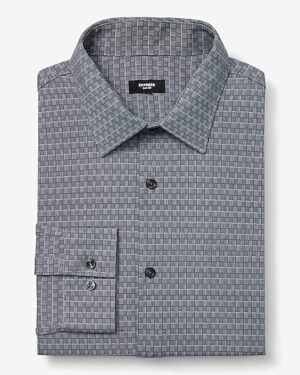 Slim Woven Geo Print Stretch Modern Tech 1MX Dress Shirt