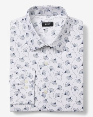 Slim Dot Stem Floral Texture Dobby Stretch 1MX Dress Shirt