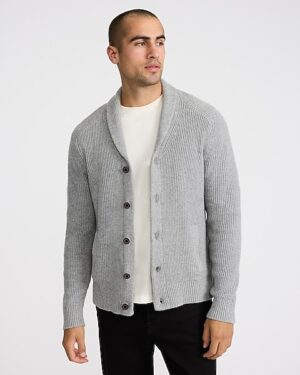 Ribbed Shawl Neck Cardigan