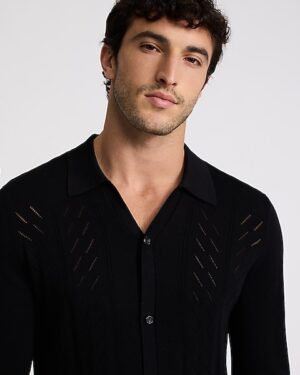 Pointelle Cotton-Blend Sweater Polo
