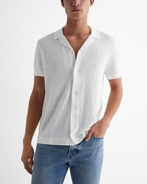 Patchwork Pointelle Cotton-Blend Sweater Polo