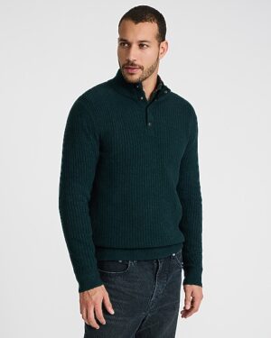 Textured Snap Mock Neck Sweater