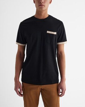 Tipped Luxe Pique Crew Neck Pocket T-Shirt