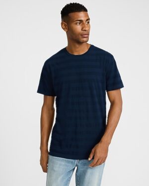 Textured Stripe Crew Neck T-Shirt
