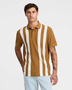 Striped Textured Jacquard Polo