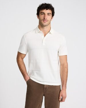 Textured Stripe Cotton-Blend Jacquard Polo
