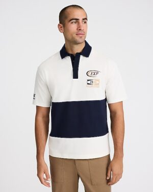 Striped Racing Classic Fit Rugby Polo