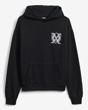 Crest Logo Black Fleece Hoodie