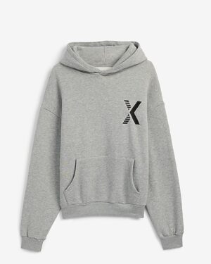 X Logo Gray Fleece Hoodie