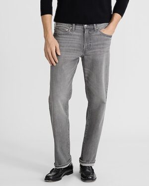 Straight Gray Wash Stretch Jeans