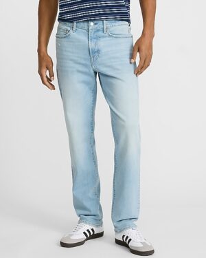 Straight Light Wash Stretch Jeans