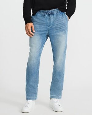 Straight Light Wash Drawstring Hyper Stretch Jeans