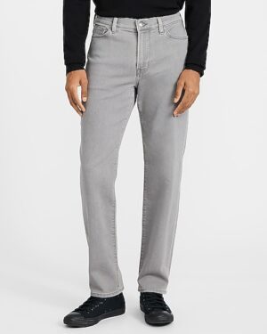 Slim Straight Gray Wash Flex Fleece Jeans