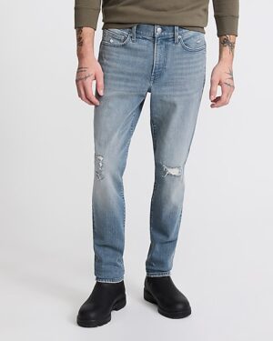Skinny Medium Wash Ripped Stretch Jeans