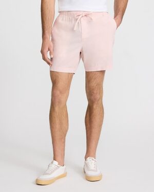 6" Mini Houndstooth Linen-Blend Shorts