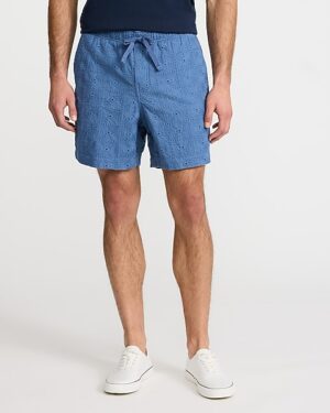 6" Textured Crochet Elastic Waist Shorts