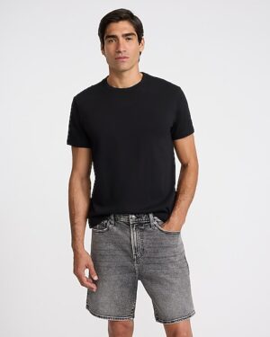 8" Black Wash Stretch Loose Denim Shorts