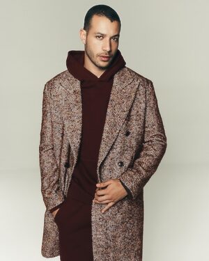 Textured Herringbone Double Breasted Topcoat