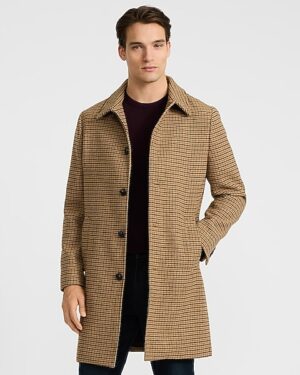 Plaid Wool-Blend Topcoat