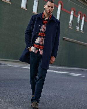 Navy Wool-Blend Topcoat