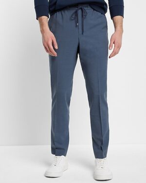 Extra Slim Blue Washable Modern Tech Drawstring Suit Pant