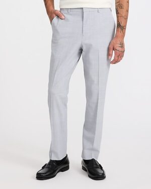 Extra Slim Light Gray Wool-Blend Washable Modern Tech Suit Pant