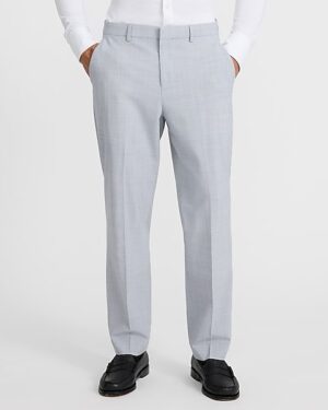 Classic Light Gray Wool-Blend Washable Modern Tech Suit Pant