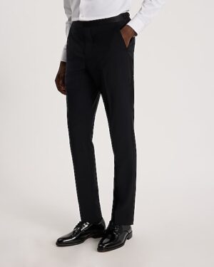 Extra Slim Black Wool-Blend Tuxedo Pant
